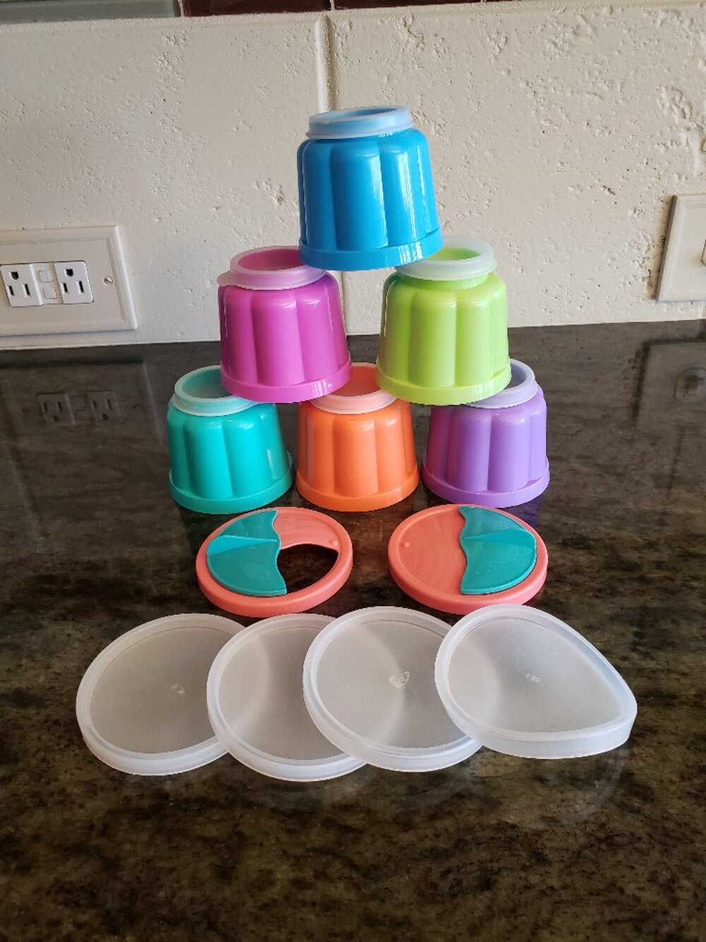 Set of 6 Multicolor Individual Mini Jello Dessert Pudding Molds Snack Cups